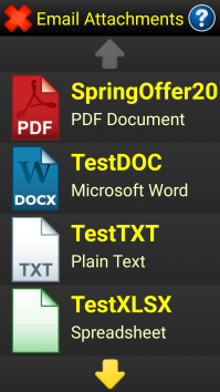 Image the email attachments menu