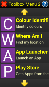 Image of menu showing App Launcher and Play Store options
