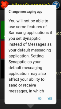 Image of an Android message displayed on screen