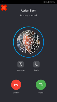 Image of the Skype incoming call screen