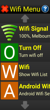 Image of the simplified Wifi menu