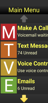 Image of Main Menu showing a voicemail is waiting