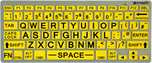 Synapptic Keyboard, with black lettering on a yellow background