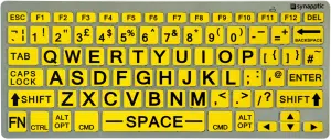 Synapptic Keyboard, with black lettering on a yellow background