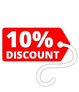 Image of a red 10% off tag