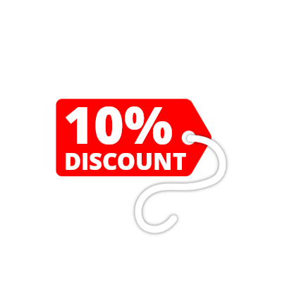 Image of a red 10% off tag