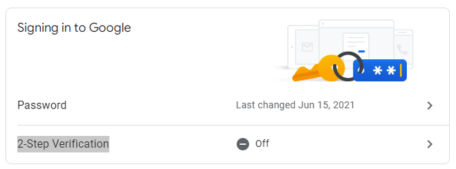 Screenshot of 2-Step-Verification option