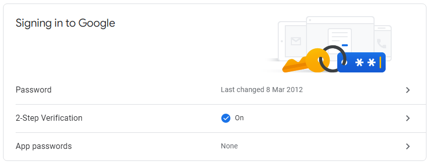 Image of App Passwords option