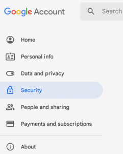 Google Account Menu