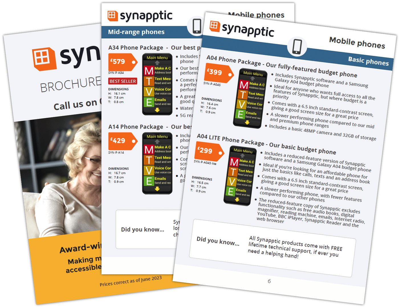 Image of pages from the new synapptic price list