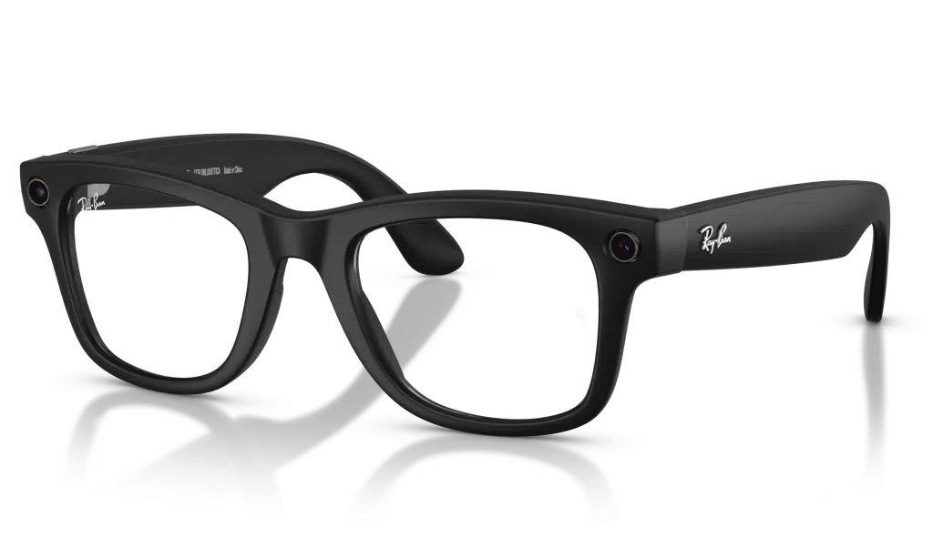 Ray-Ban Meta Glasses with matte black frame and a clear lens