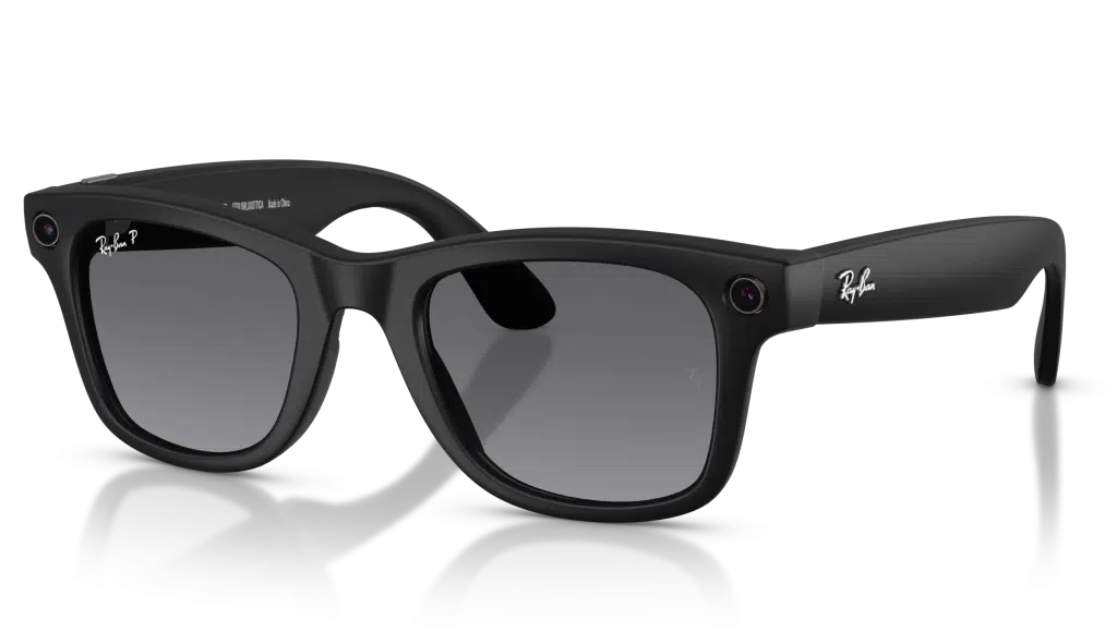 Ray-Ban Meta Glasses with a matte black frame and polarized gradient sun lenses