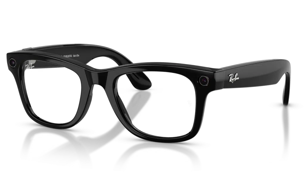 Ray-Ban Meta Glasses with shiny black frame and transition lenses