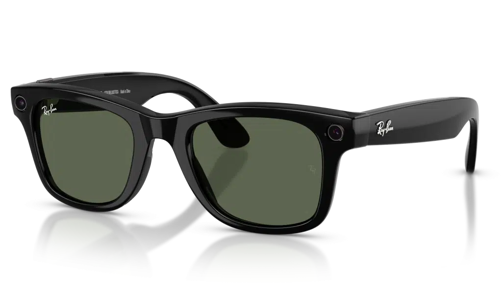 Ray-Ban Meta Glasses with shiny black frame and sun lens