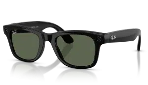 Ray-Ban Meta Glasses with shiny black Wayfarer frame and sun lens