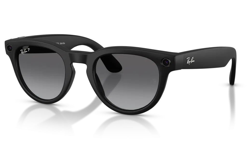Ray-Ban Meta Glasses with matte black Headliner frame and polarized gradient light grey lenses