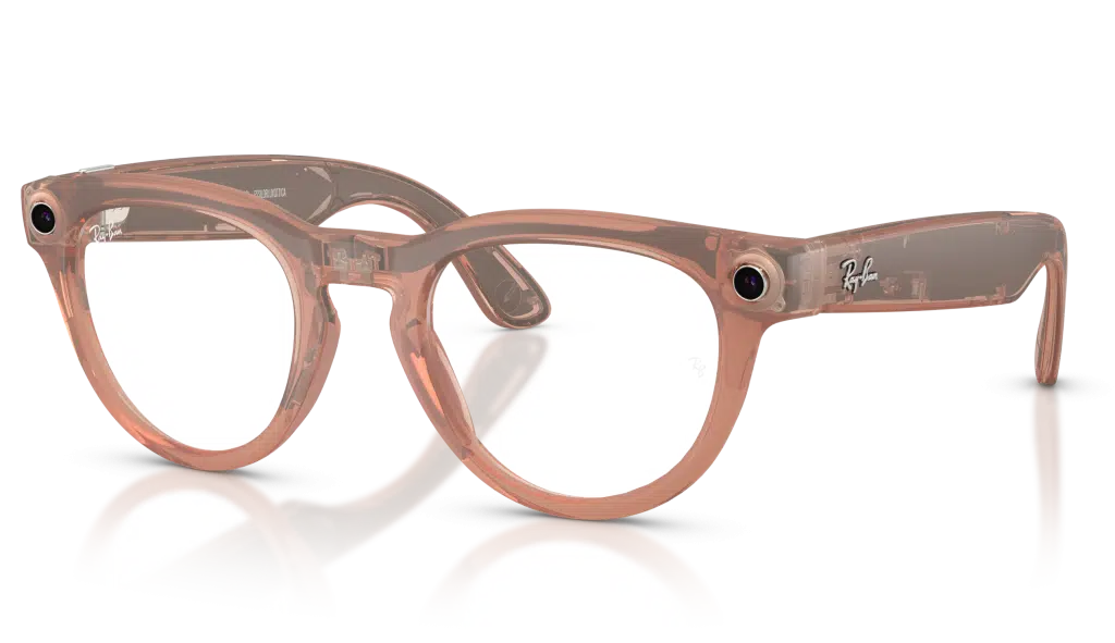Ray-Ban Meta Glasses with matte peach Headliner frame and transition lenses